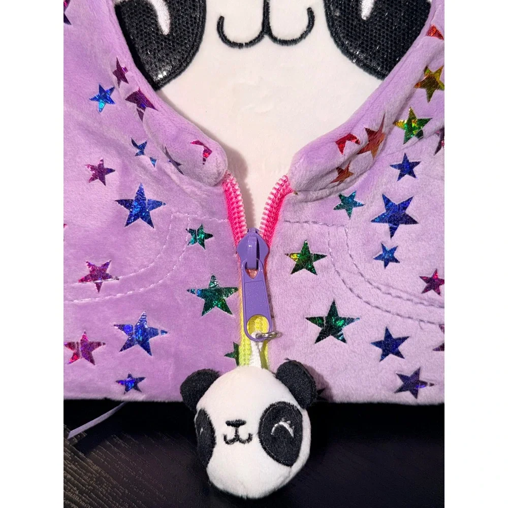 Claire's Penelope Hoods Up Panda Plush Locked Diary Purple Rainbow Stars New